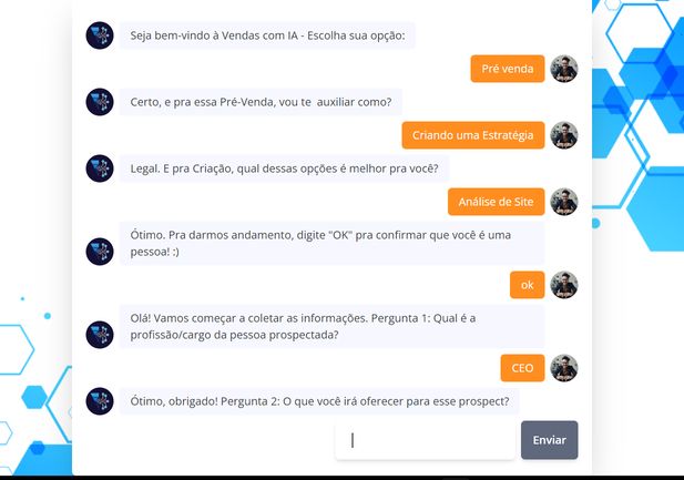 Assistente de IA conversando com um vendedor para preparar a abordagem de um cliente